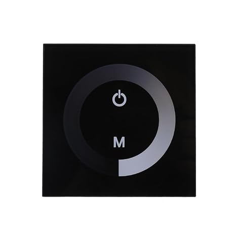 Wall-Mounted Touch Panel Controller, DC 12V-24V Single Color Touch Panel Dimmer for Single Color LED Light Strip, Touch Panel LED Dimmer Switch Brightness Controller(Black)