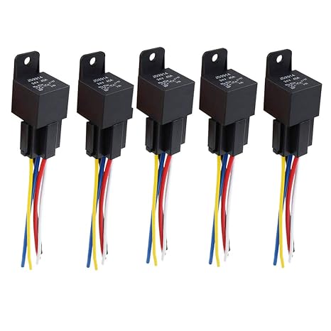 40 Amp 24V DC SPDT Relay Socket - Waterproof 5 Pin Relay Harness Plug, Replaces Type: JD-2914 (5pcs)