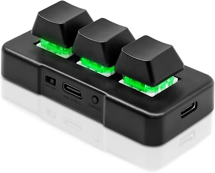 3-Key Mini Keypad 2.4G Wireless 2 in 1 Mechanical Gaming Keyboard Hot Key Customized Program with RGB Led for Gaming OSU Office Work