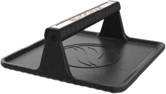 BLACKSTONE XL Griddle Press, 5436, Cast Iron Smooth Grill Meat Press for Crispy Bacon, Evenly Cooked Steak & Healthier Hamburgers Sandwich Sear Press, Black