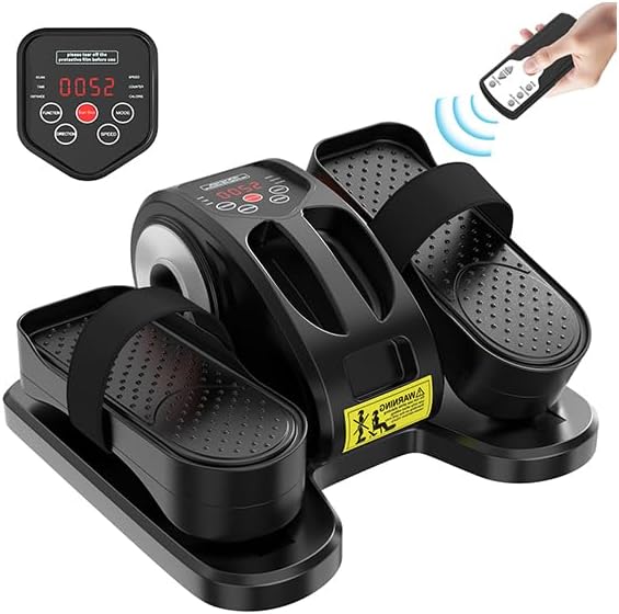 ESL Under Desk Elliptical - Portable Leg Exerciser for Seniors, Compact Seated Elliptical with Remote Control, LCD Display Electric Elliptical Trainers for Home Good Gift