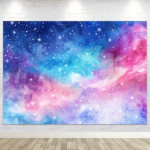 LGhtyro Galaxy Sky Backdrop 7Wx5H Outer Space Starry Universe Cosmic Planet Night Star Sky Pink Purple Blue Photography Background Decoration for Kids Birthday Fabric Photo Shoot Studio Props