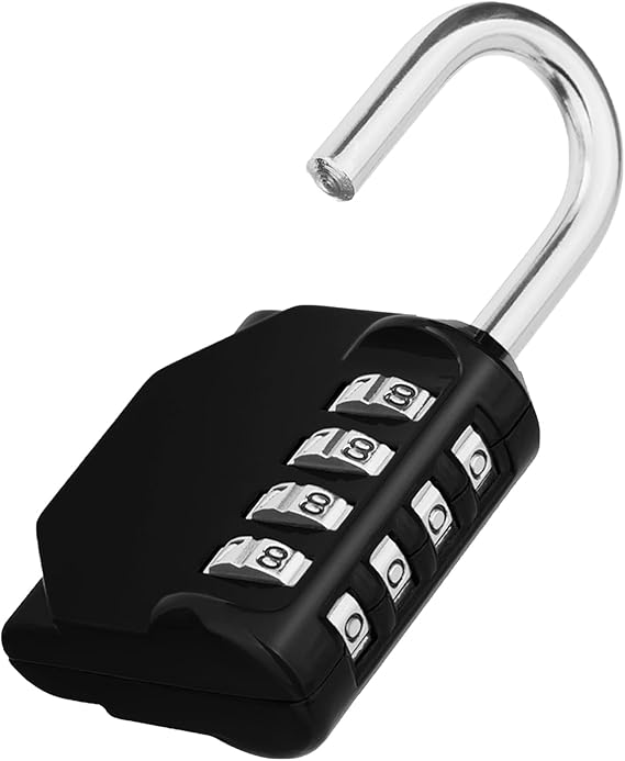 ZHEGE Combination Locker Padlock, 4 Digit Coded Padlock (Black)