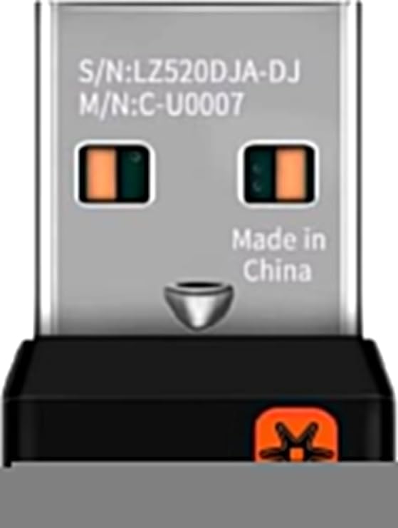 C-U0007 Unifying Receiver for Mouse and Keyboard Works with Any Logitech Product that Display The Unifying Logo (Orange Star, Connects up to 6 Devices) (C-U0007 C-U0008)