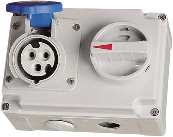 Industrial Waterproof Mechanical Interlock with Switch Socket 4 Holes 16A Three-Phase Four-Wire Combination Socket IP44(CF-7275)