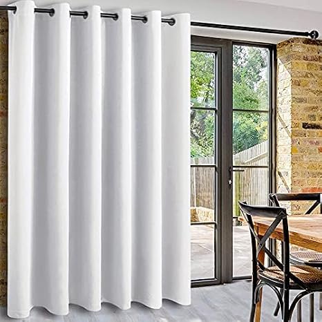 DWCN 1 Panel Door curtain for Bedroom Wide Blackout Curtains 96 Inch Drop, Extra Wide Curtains Living Room, Greyish White,100 x 96 inch Width by Length