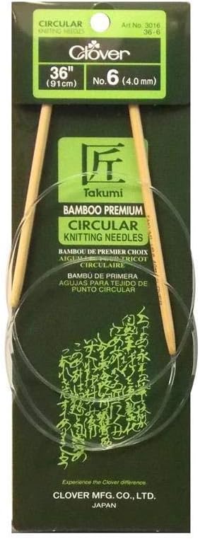 Clover Takumi Bamboo Circular 36-Inch Knitting Needles, Size 6