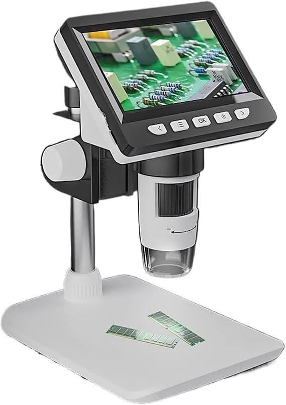 4.3 Inch Digital Microscope 1080P 50-1000x Coin Microscopio 2000mAh Soldering Microscope for Electronics Repair PCB PC Laptop(4.3 inch 1080P White)