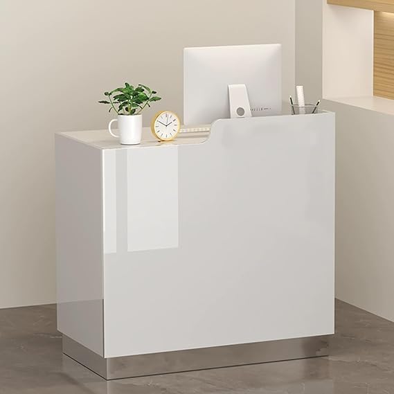 Reception Desk, Reception Counter Desk with Counter, Office Standing Front Table with Lockable Drawers, Standing Retail Checkout Counter Table(Gray-L,120cm/47.2")