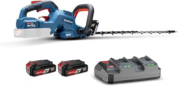 DongCheng 40V Brushless Hedge Trimmer, 26-Inch Laser-Cut Blade, 1-1/4" Cut Capacity, 180 Rotating Handle, 3-Speed, Cordless with 2x2.5Ah Batteries & Charger Included, 20V Battery Compatible