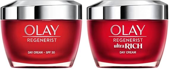 Olay Regenerist Day Face Cream With SPF30, Unique Formula With Vitamin B3 & Niacinamide, Instantly Hydrates For 24H, 50ml & Regenerist Ultra Rich Day Face Cream, 50ml