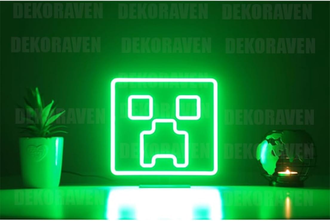 Dekoraven Creeper Neon Led Dekoratif Duvar Aydınlatması - Game Room, minecraftcreeper50