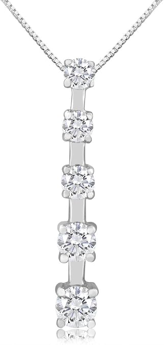 1/2ctw Diamond Five Stone Pendant in 10k White Gold