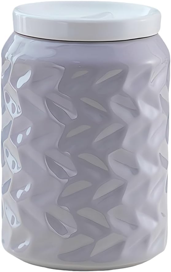 Ceramic Jar with Lid, 34oz Food Storage Jar with Airtight Seal Ceramic Lid for Sugar Tea Spice, Coffee Canister Sugar Container (Gray)