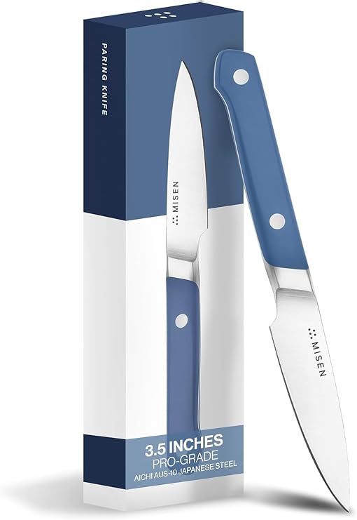 Misen Paring Knife Precision Kitchen Knife with High-Carbon Stainless Steel Blade Ergonomic Handle for Peeling, Trimming, and Slicing Lightweight, Versatile Tool for All Culinary Tasks - Blue