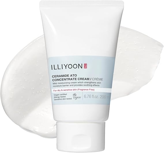 ILLIYOON Ceramide Ato Concentrate Cream (200ml, 6.76 Fl Oz) | Moisturizer for Dry&Sensitive Skin, 100hr Hydration, Restoring Skin Barrier | Gentle for Infants and Adults | Vegan | Fragrance Free