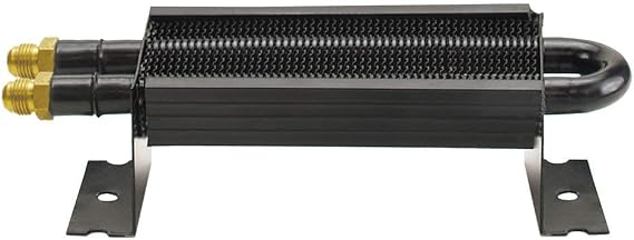 Derale Performance Fluid Cooler, 7000 Series, 2 Pass, 8.875 x 2.625 x 1.75 in, Tube Type, 6 AN Male Inlet/Outlet, Aluminum/Copper, Black Powder Coat, Universal, Each