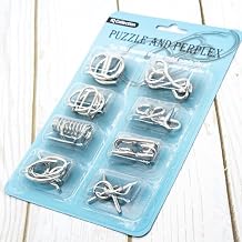 Metal Wire Puzzle Ring, Brain Teaser IQ Test, Disentanglement Iron Link Unlock Game (Blue)