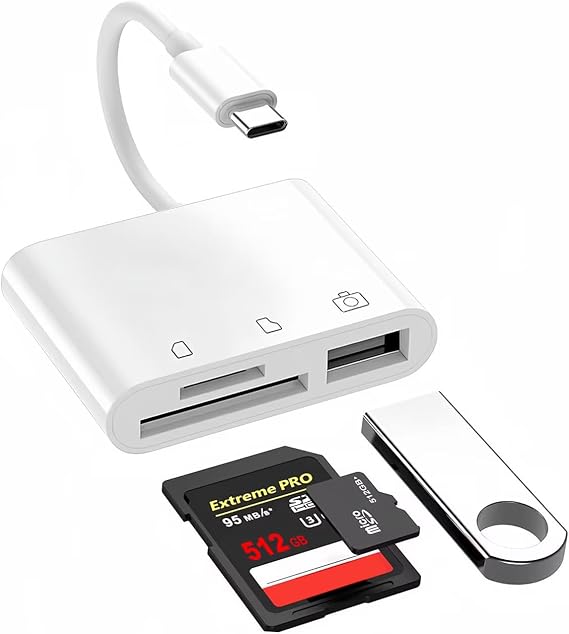 USB C to SD/MicroSD Card Reader & USB OTG Adapter for iPhone/iPad