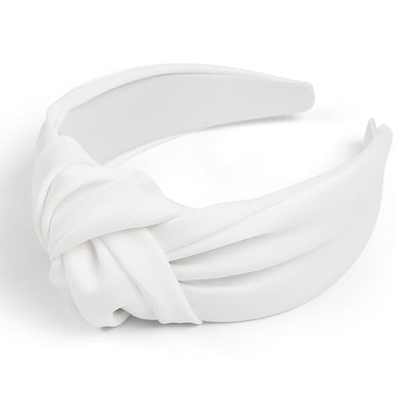TERSE Knotted Headbands for Women White Headband Non Slip Wide Thick Headband for Womens Hair Fashion Hair Accessories Women Headbands