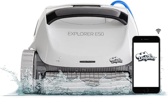 Dolphin (2026 Model) Explorer E50 Wi-Fi Automatic Robotic Pool Vacuum Cleaner, Waterline Scrubber Brush, Ideal for All Pool Up to 50 Feet in Length