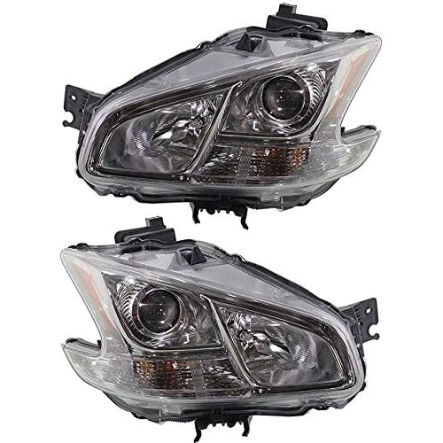 Garage-Pro Driver Passenger Side HIDXenon Headlights Assembly Pair For Nissan Maxima S SV 2009-2014 With Bulbs, Replaces# 260609N01A 260109N01A