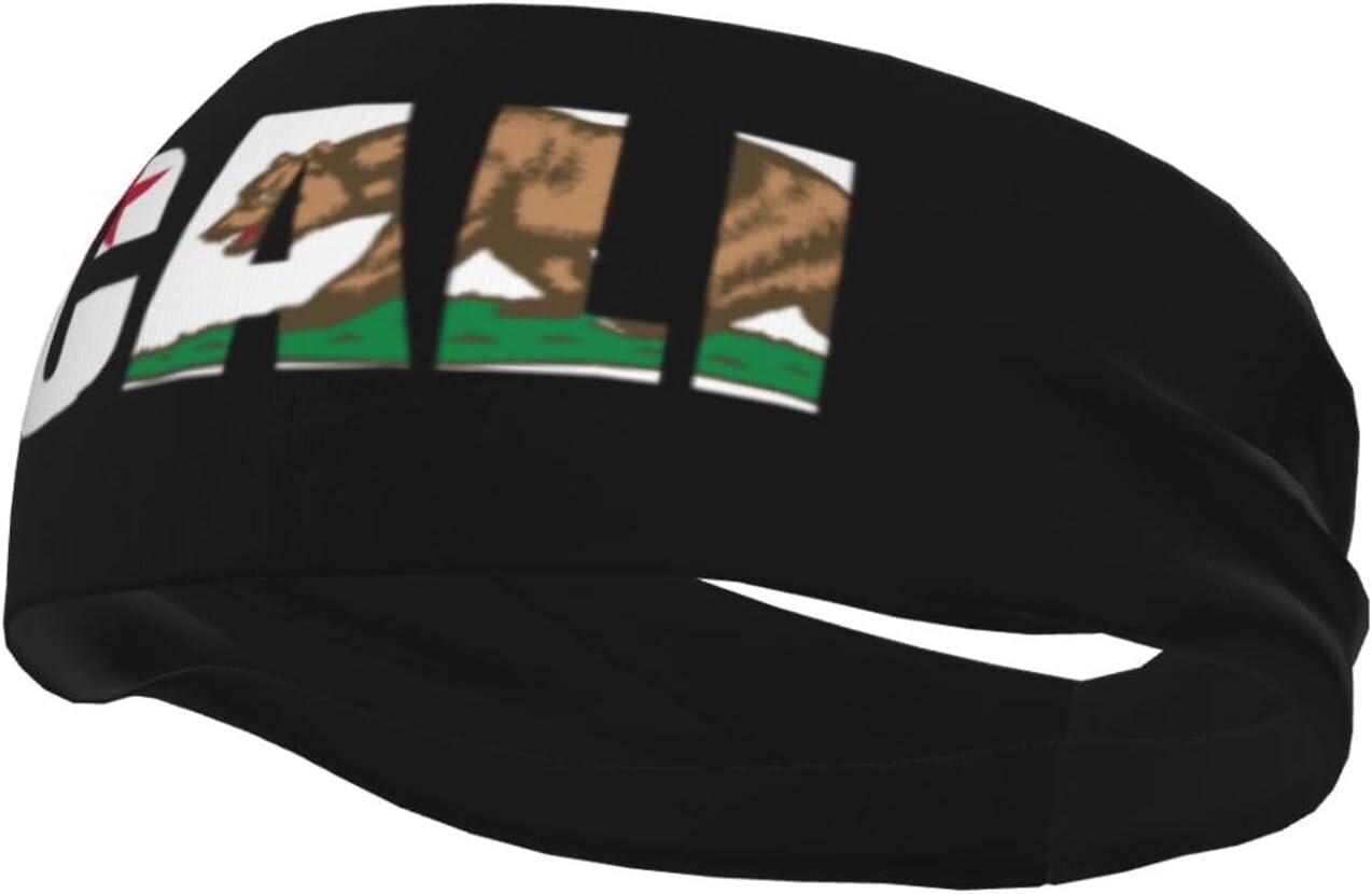 Cali California Bear Flag Sports Headbands,Moisture Wicking Workout Headband, Sweatband for Running,Cycling,Football,Yoga,Hairband for Women and Men