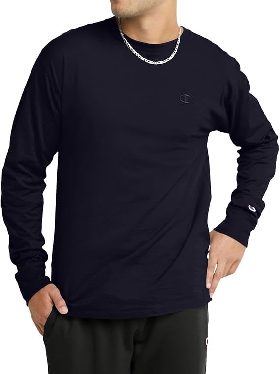 Champion Men's Classic Long Sleeve T-Shirt, Standard Fit, Script & C Logo, Available in Regular and Big & Tall