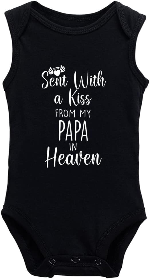 Baby Bodysuit,Sent with A Kiss from My Papa in Heaven-Newborn Infant Baby Bodysuit White Long Sleeve 0-24 Months