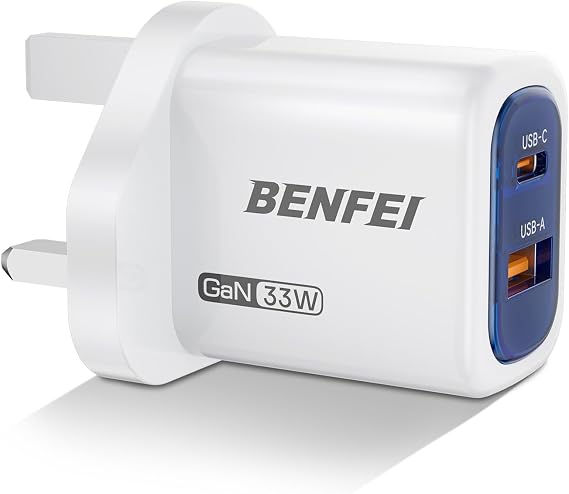 BENFEI 33W GaN USB C Wall Charger, 2-Port Fast Charger Block