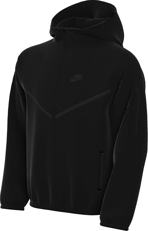 Nike Sportswear Tech Fleece Big Kids' Full-Zip Hoodie (HV5867-010, Black/Black/Black/)