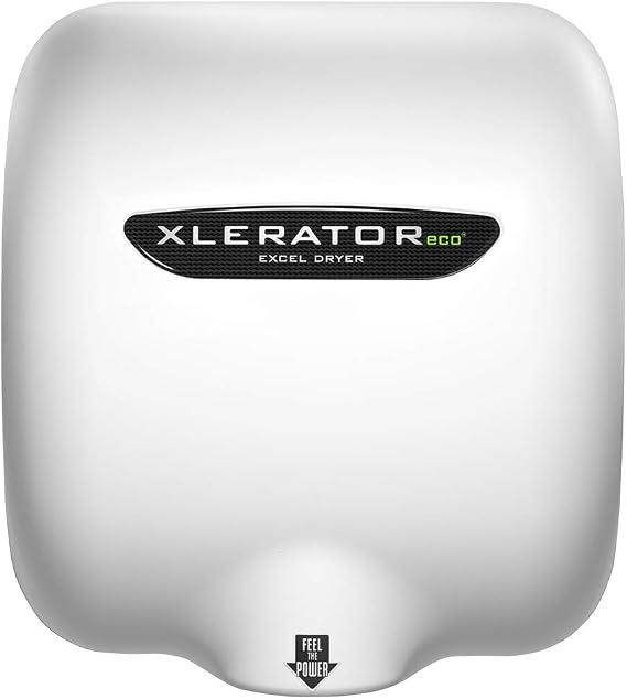 XLERATOReco XL-BW-ECO 1.1N High Speed Commercial Hand Dryer, Excel Dryer, White Thermoset Cover, Automatic Sensor, Surface Mount, Noise Reduction Nozzle, LEED Credits, No Heat 4.5 Amps 110/120V