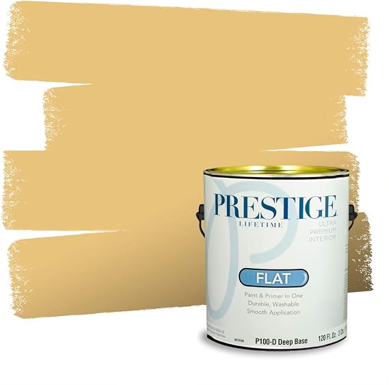 PRESTIGE Paints Interior Paint and Primer In One, 1-Gallon, Flat, Comparable Match of Behr* Golden Thread*