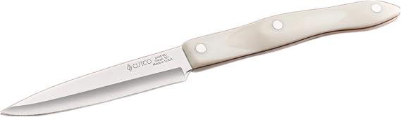 CUTCO Model 2120 White (Pearl) 4 Paring Knife with High Carbon Stainless Straight Edge blade and 5.5 handle