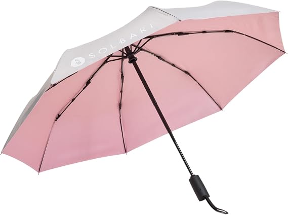 Solbari Compact Sun Protective Umbrella UPF 50+ | Lightweight, compact umbrella with ultra-reflective silver canopy and opaque underside for travel and everyday use