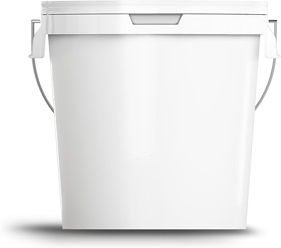 33 Litre White Heavy Duty Bucket With Airtight, Leak-Proof, Tamper Evident Lid & Metal Handle - 10 x Buckets