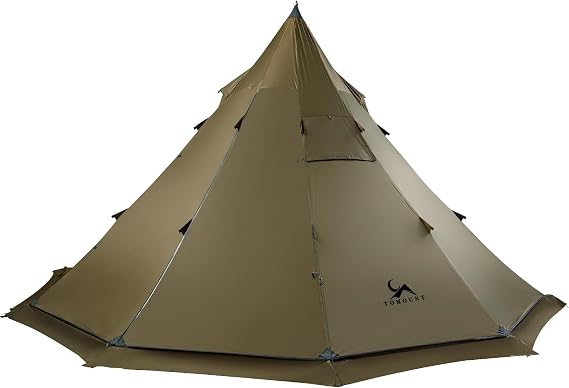 TOMOUNT Hot Tent, Tipi Teepee Tent with Stove Jack, 70D Ripstop Nylon, PU3000mm, Waterproof Lightweight for 2-4 Person, 4 Season Backpacking Hunting Hiking