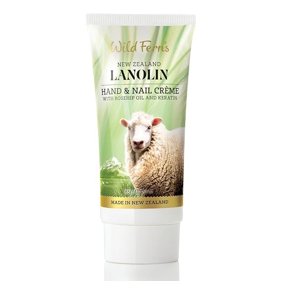 Wild Ferns Lanolin Hand and Nail Creme, 85ml | Rosehip Oil & Keratin, 93% Natural