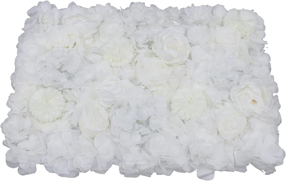 6 Pack Flower Wall Panels, 24" X 16" Artificial Flower Backdrop Floral Wall for Photo Background Home Party Wedding Backdrop Decor(Dahlia, Peony, Rose, Chrysanthemum-Ivory White)