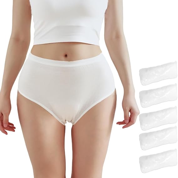 STARLY Disposable Underwear for Women High Waist Comfy Travel Briefs Independent Packing Fast Drying Panties (White,5-Pack)