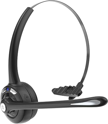 Bluetooth Headset with Microphone,V5.1,Noise Canceling Wireless On Ear Headphones, Bluetooth Headphones with Mic, Phone Headset Mute Button for Laptop, Skype, Call Centers, Office, Trucker