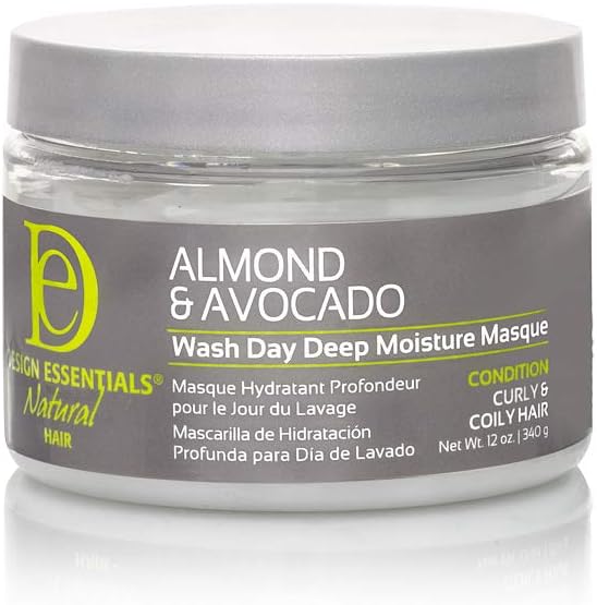 Design Essentials Almond & Avocado Wash Day Deep Moisture Masque, Deep Conditioning Hair Mask with Almond, Avocado & Shea, For Curly & Coily Hair, 12 oz