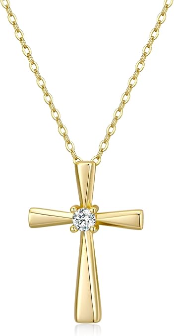 GAVU Dainty Cross Pendant Confirmation Necklace, 925 Sterling Silver Small Cross Necklace for Women