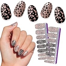 Color Street Cheetah Spots Nail Polish Strips - Black and Nude Inverse Animal Print with Shimmer Finish, 16 Double-Ended Strips, Easy Application