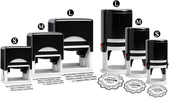 Custom Self-Inking Rubber Stamp Personalized Rectangle or Round Stamp with Multiple Ink Colors & Font Styles for Address, Business, Office Mail & Crafts