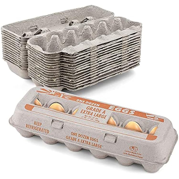 Printed Natural Pulp Egg Cartons Holds Up to Twelve Eggs - 1 Dozen Extra Large - Strong Sturdy Material Perfect For Storing Extra Eggs - by MT Products 15 Cartons - Made in The USA