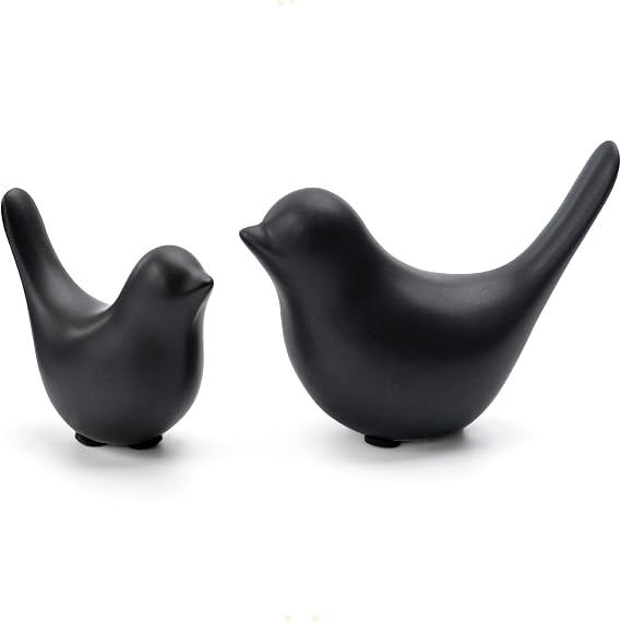 Notakia Small Animal Statues Home Decor Modern Style Birds Decorative Ornaments for Living Room, Bedroom, Office Desktop, Cabinets (Black 2Pcs)