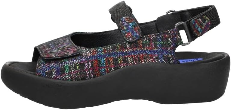 Wolky Jewel Sports Sandal, Black Multi Giza Print, 39