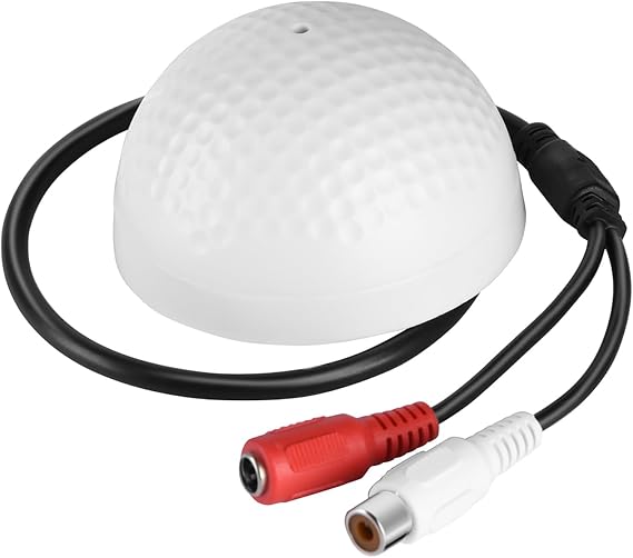 CCTV Pick Up Microphone, 100m2 Wide Range HiFi Audio Sound CCTV Microphone with High Sensitive Preamp Amplified Pickup Device External Microphone for CCTV Security Camera