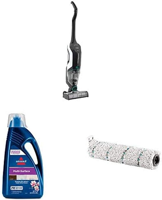BISSELL 2554A CrossWave Cordless Max All in One Wet-Dry Vacuum Cleaner with 2787 Mulit-Surface Brush Roll and 1789G MultiSurface Floor Cleaning Formula (80 oz)
